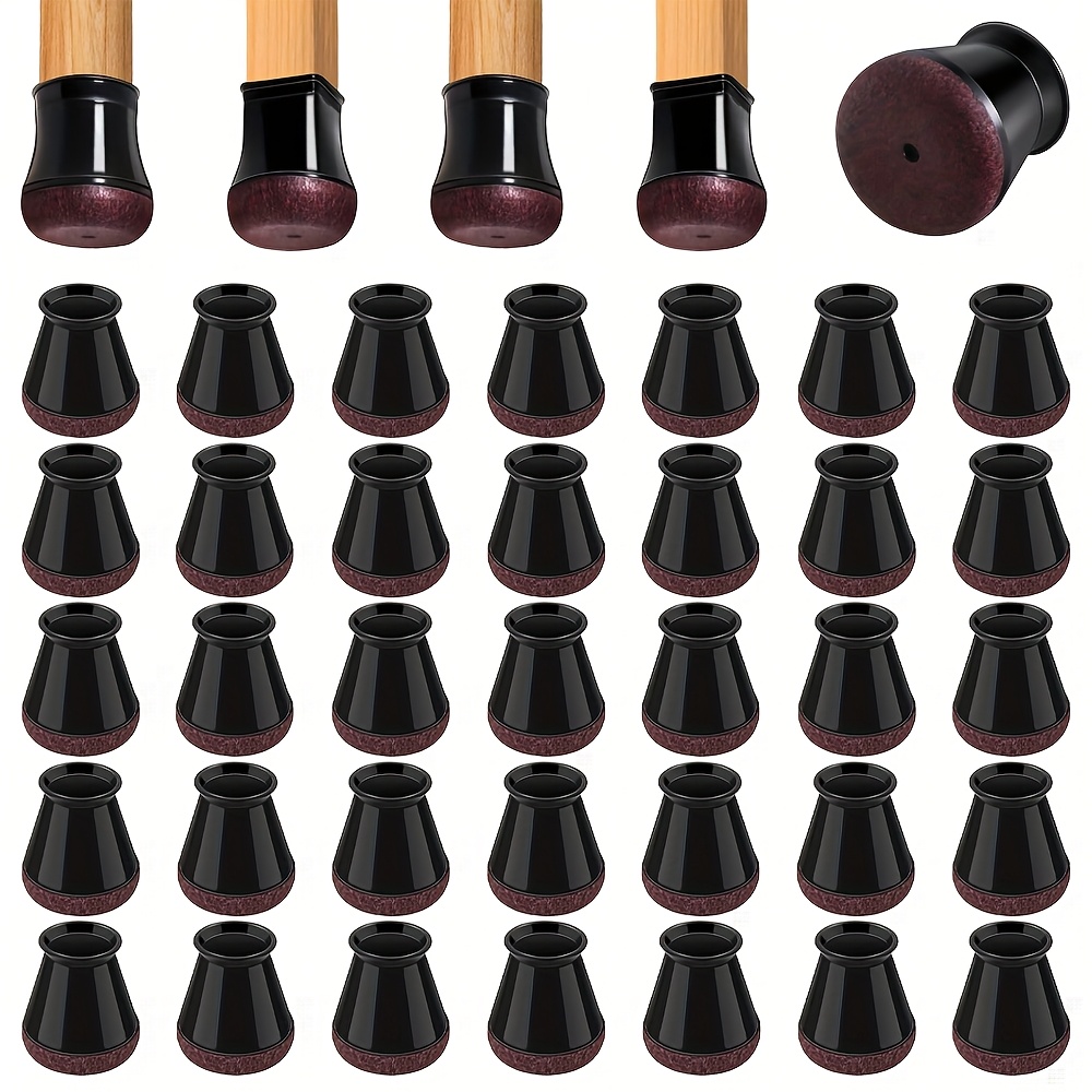 Image of Set Of 36 Round Chair Leg Covers, Floor Protectors For Chair Legs, Hardwood Tile Floor Leg Caps, Stool Leg Protectors, Noise Reduction And Scratch-free, Black Color