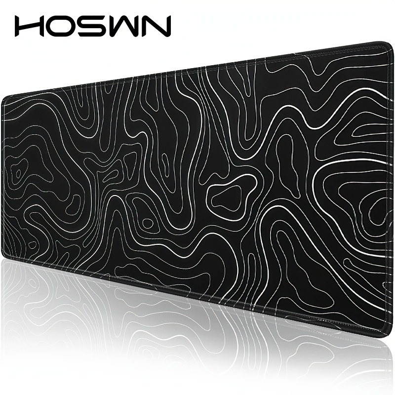 TEMU Tapis de souris gaming noir sur le thème du vortex, fabriqué en tissu micro-tissé de qualité supérieure et en caoutchouc, avec des bords cousus