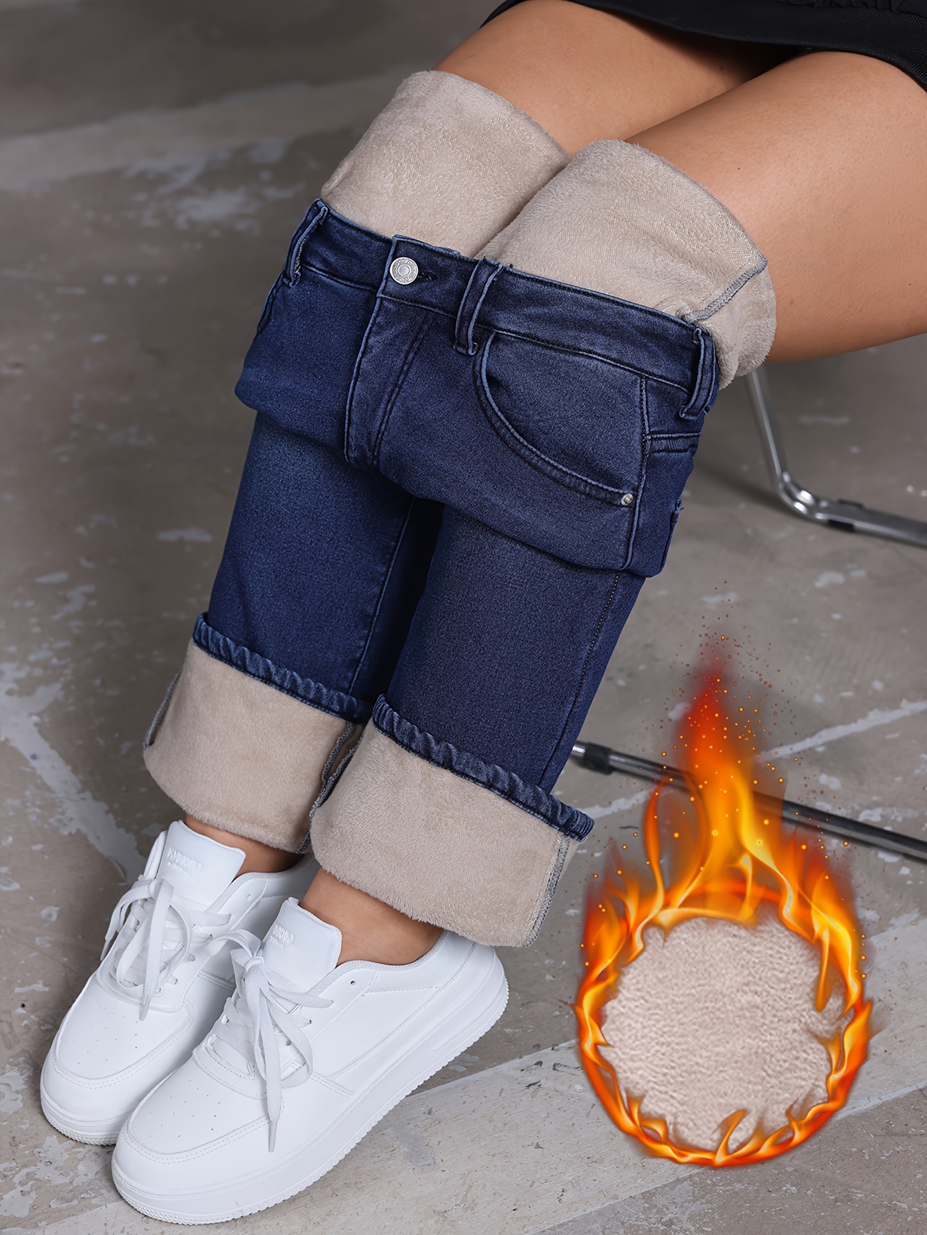 Washed blue denim texture close-up