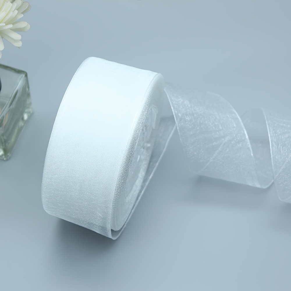Image of 50yards/roll 3.8cm Width Organza Ribbon Gift Wrapping Decoration Christmas Ribbons Lace Crafts Fabric Packaging Wedding Diy Tapes Eid Mubarak