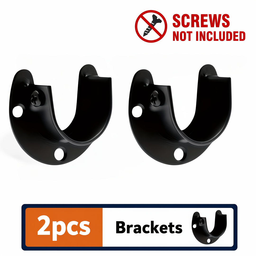 TEMU Jeu de supports robustes pour tringle de placard, support de tringle mural pour penderie avec vis et chevilles, quincaillerie de montage pour