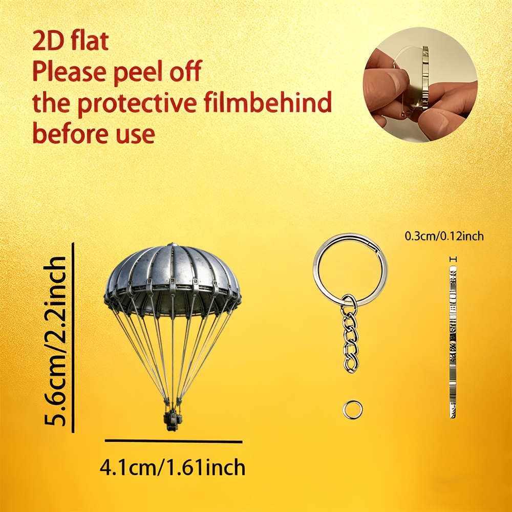 TEMU Piatto 2D, 1 pz Ornamento Portachiavi in Acrilico a Forma di Paracadute, Tema , Ciondolo Portachiavi a Forma di Paracadute, Elegante Ciondolo