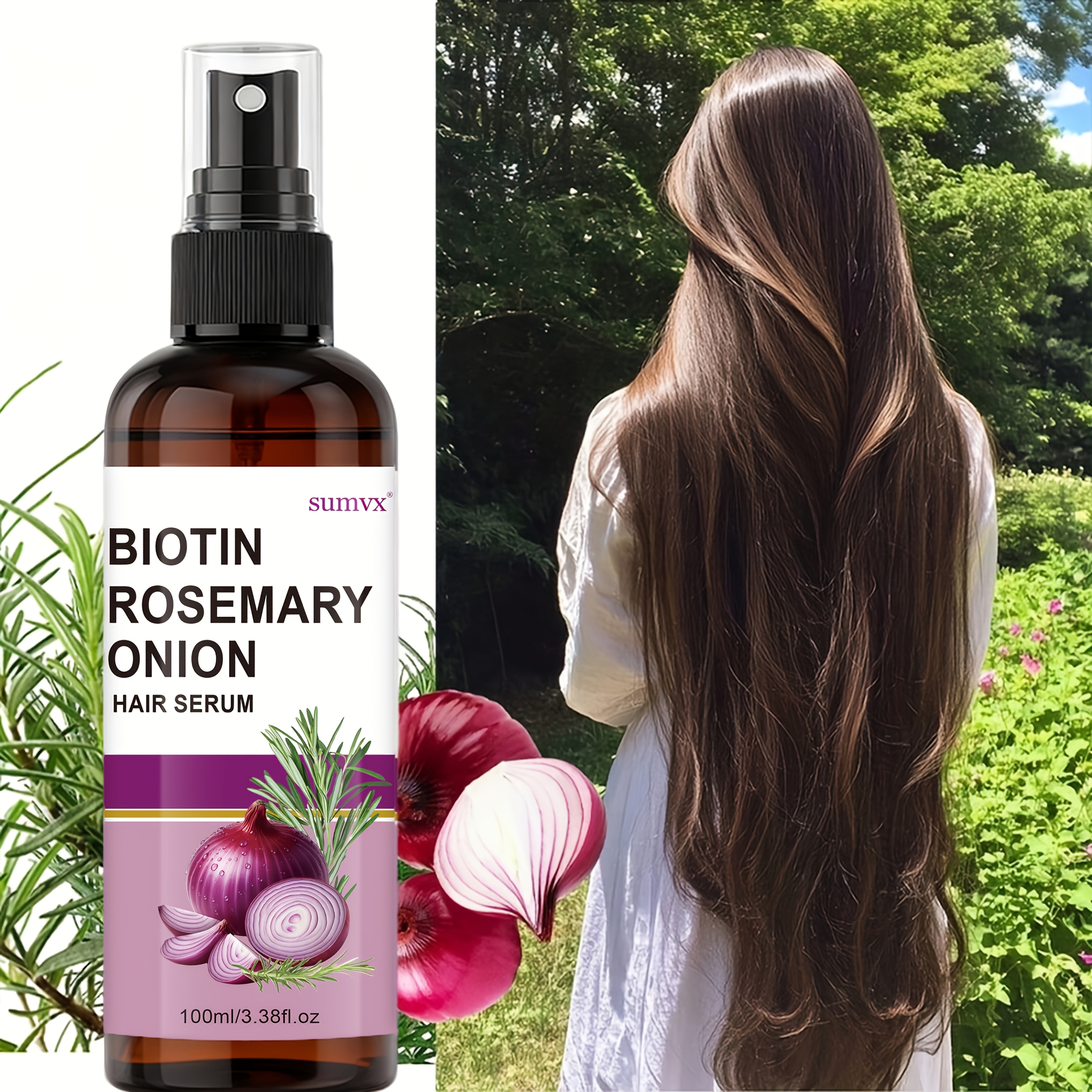 Image of Onion Biotin Strengthening Serum Spray, Enriched With Onion Oil, Rosemary Leaf Oil And Biotin, Has 10 Care And Styling Benefits, Hair For 72 Hours, Moisturizes Hair, And Smoothes Dry And Rough Hair