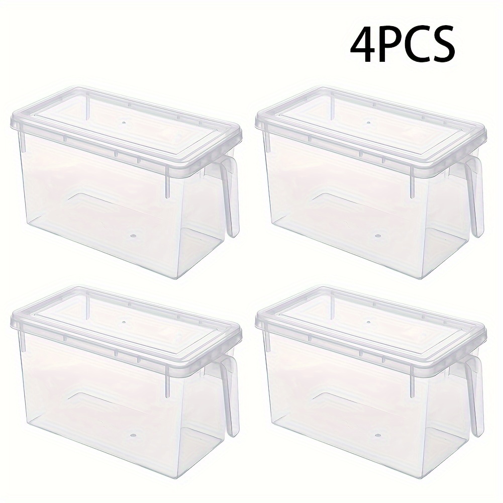 TEMU 4pcs Set Extra Large Multi-functional Refrigerator Storage Containers, Suitable For Fruits, Vegetables, Meat, And Other Food Storage, With Lid
