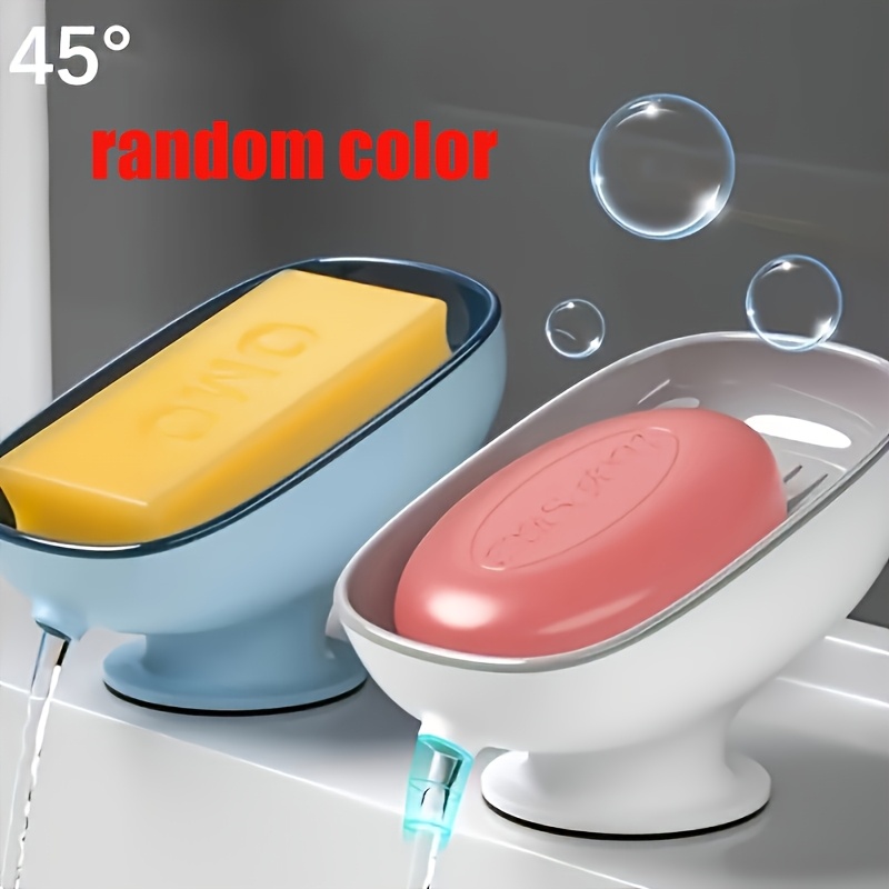 TEMU 1pc-random Color.2-in-1 Bathroom Soap Dish, Countertop Drain Soap Holder With Suction Cups, Dual Storage For Round, Square, And Large Bar Soaps,