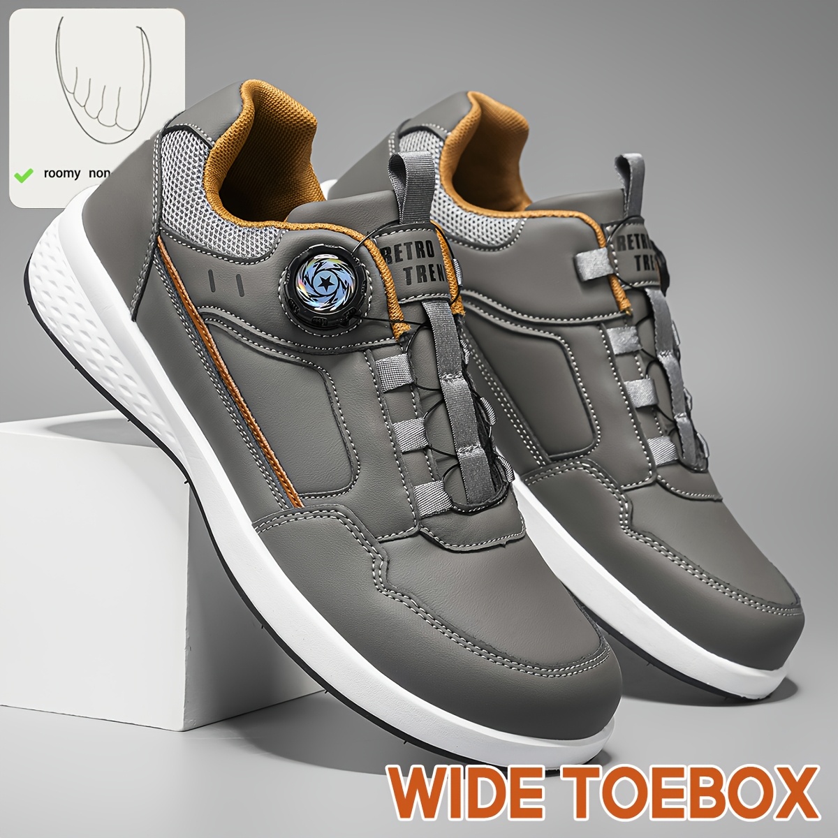 Men's Large-Size Wide-Fit Sneakers, Stylish Design