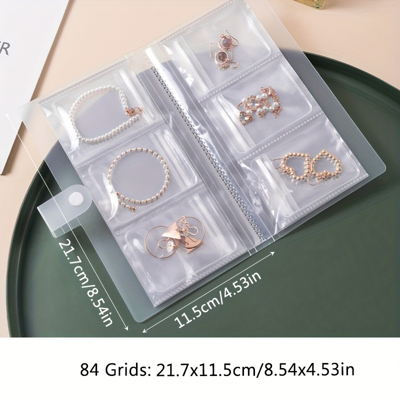 84-compartment Portable Plastic Jewellery Storage Book, Travel Jewellery Organiser Suitable For Earrings, Rings, Necklaces - Anti-tarnish Pouches For Accessory Storage, Photo Album Cards, Postcards.