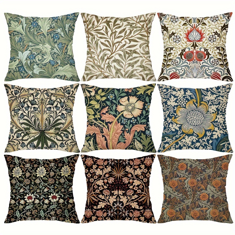 

William Morris Vintage Floral Throw Pillow Cover 18x18 - Linen Blend, Zip Closure, Hand Wash Only - Perfect For Couch, Sofa, Living Room & Bedroom Decor