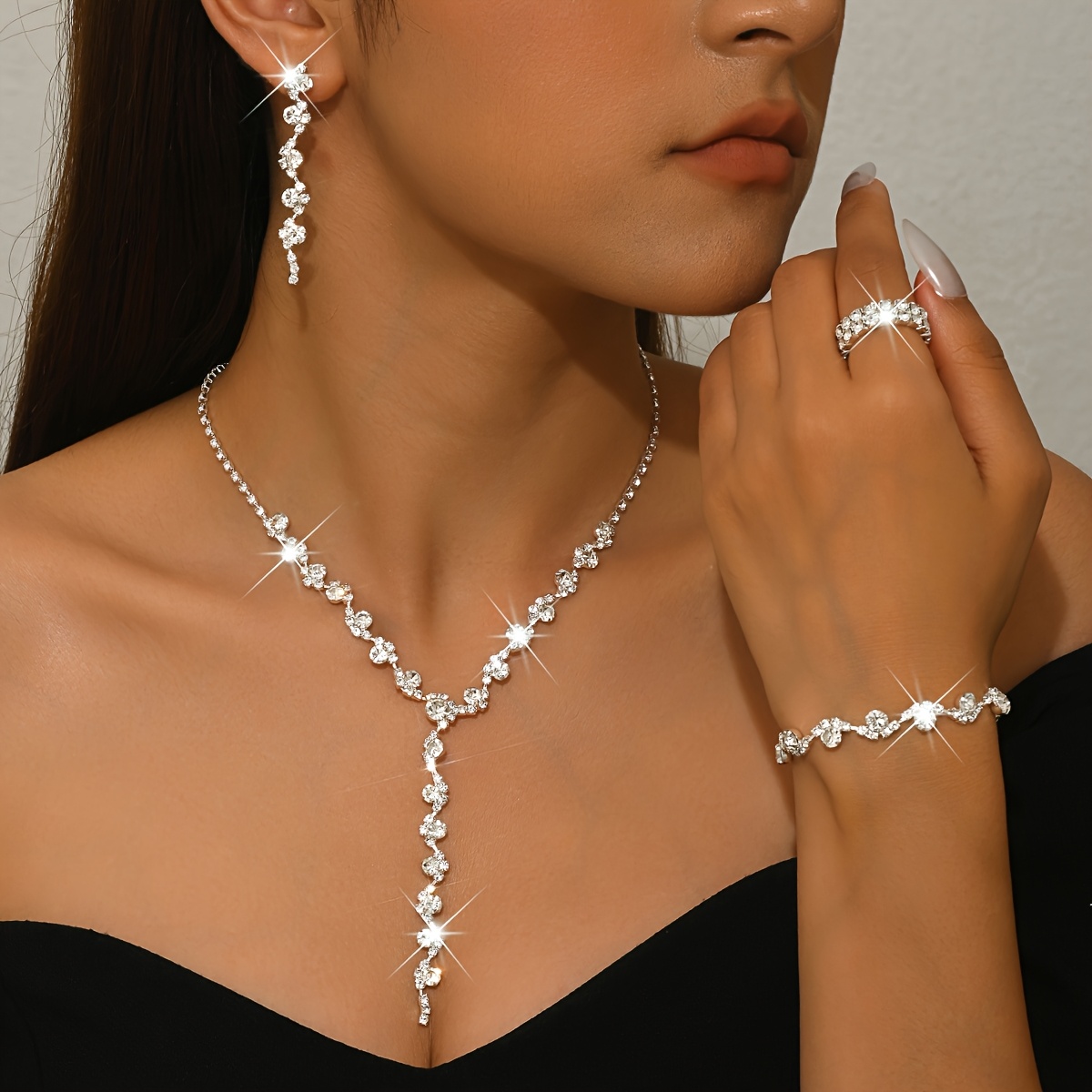 Luxury 4pcs Bridal Jewellery Set, Sparkling Gift