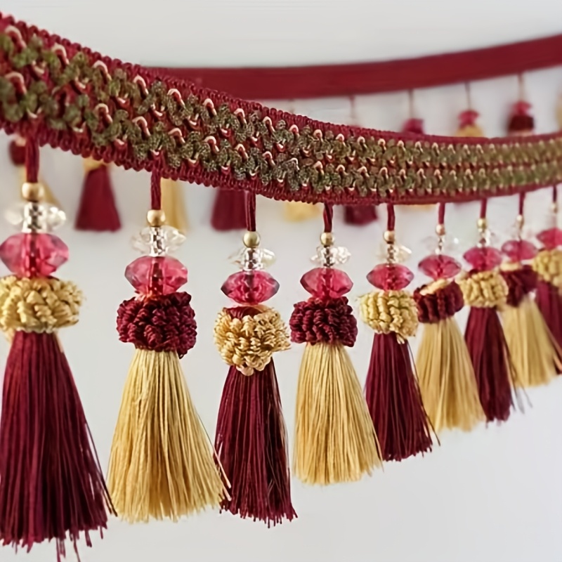 TEMU 91cm Tassel Trim, Suitable For Curtain Lace , Wedding Tassel Accessories, Trims, Hem Tassels, Beaded Tassels, Fabric Crafts, Window Valances