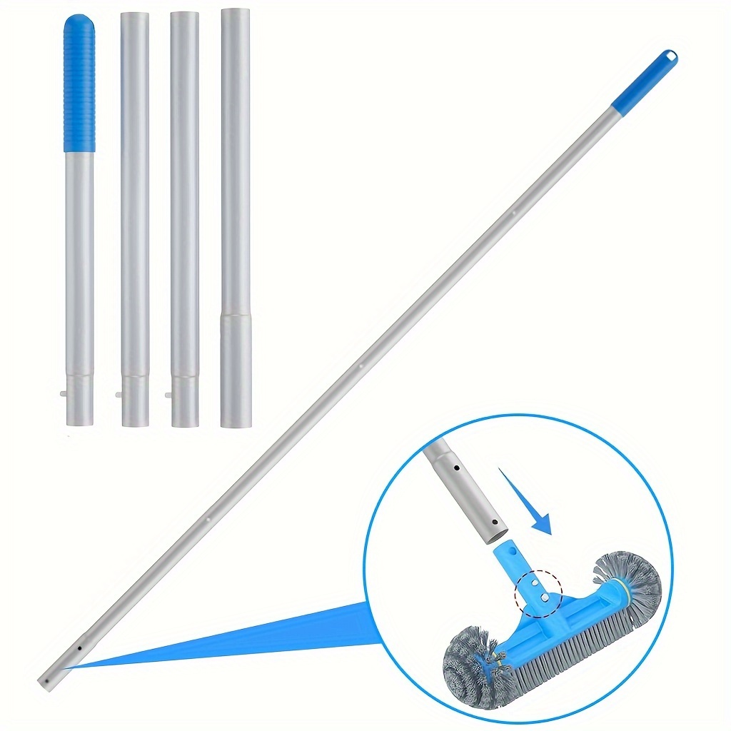 

54-inch Aluminum Pool Pole Set - 4 Sections, Durable Sleeve Joints For Skimmer Net, Brush & Vacuum Head - Essential Pool Cleaning Accessories Pool Cleaning Equipment Pool Cleaner