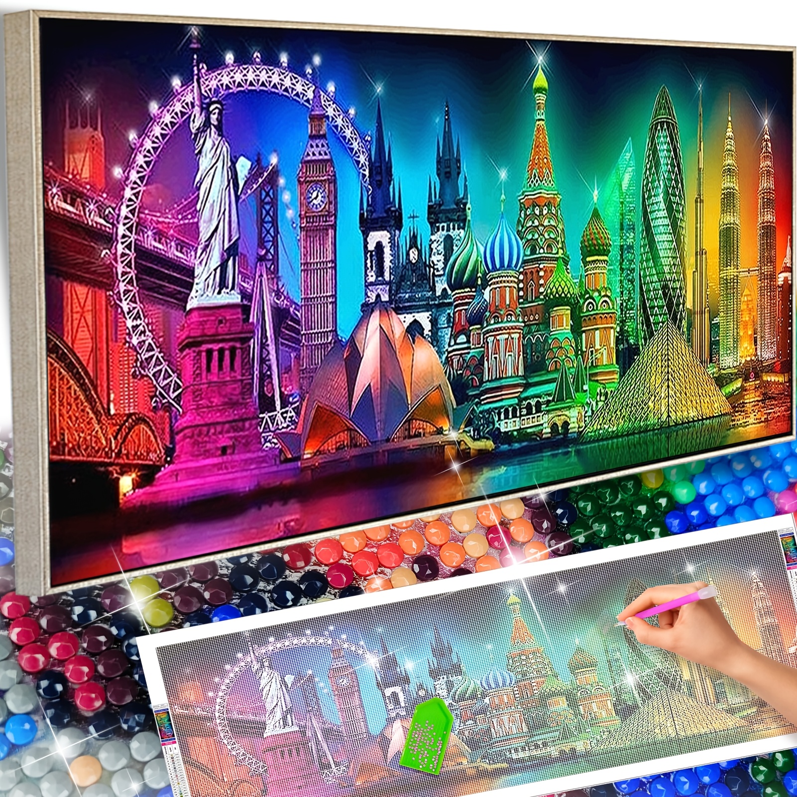 Image of 5d Large Diamond Painting Kits For Adults, 35.5x15.8inch/ 90x40cm Scene Round Full Kits For Home Wall Decoration, Gifts For Mother Day, Father Day, Christmas Day And Birthday