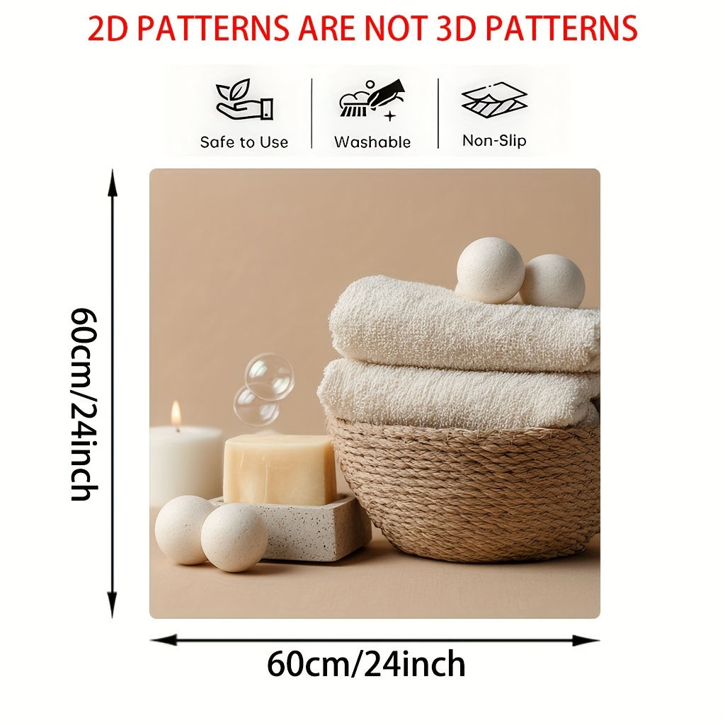 E-shop 1 Stück Waschmaschinen-Schutzmatte mit Weidenkorb-Design - 2D Flachdruck für Waschküche, Geschirrspüler & Waschmaschine, Dekorativer Schutz für