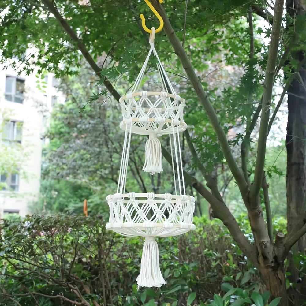 

-Chic en Corde - Support Polyvalent pour Plantes et Fleurs Intérieur/Extérieur, Décoration de Jardin Ronde, Panier à Fleurs Suspendu