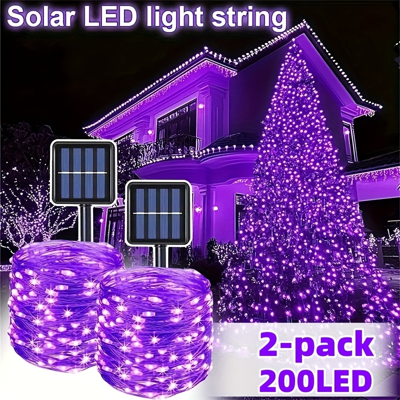 TEMU 2 Packs Of Outdoor Solar String Lights, 65.61 Ft 400 Led Waterproof Solar Lights, Direct-, With 8 Lighting , Solar Fairytale Garden Lights For