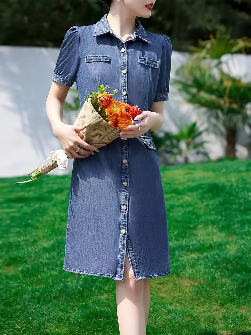 denim dress japanese Womens Light Wash Japanese Denim Shirtdress, Rosa Dress
