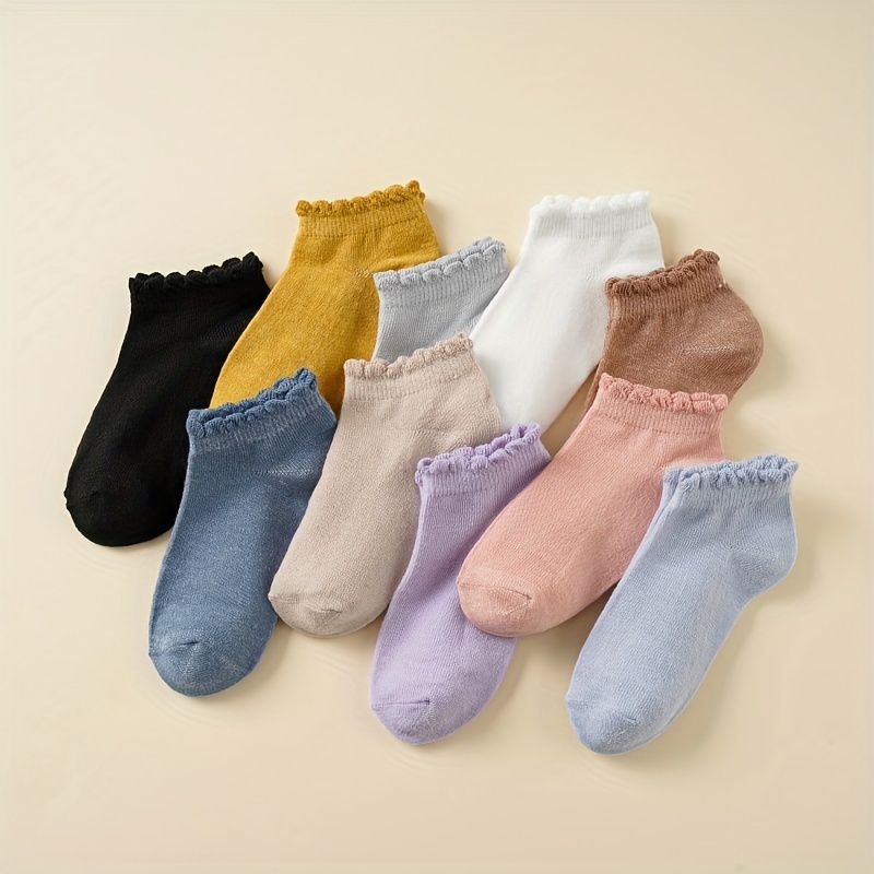 

10 Pairs Of Children's Solid Color Comfort Socks - Hand Wash Only