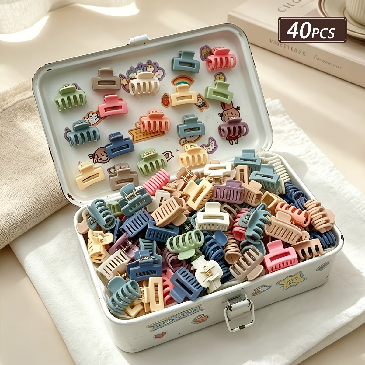 Image of 40pcs Women's Dopamine Candy Color Multi-style Square Octopus Small Hair Claw Clips, , And Beautiful Hair Clips, Hair Additions, Suitable For Daily Use