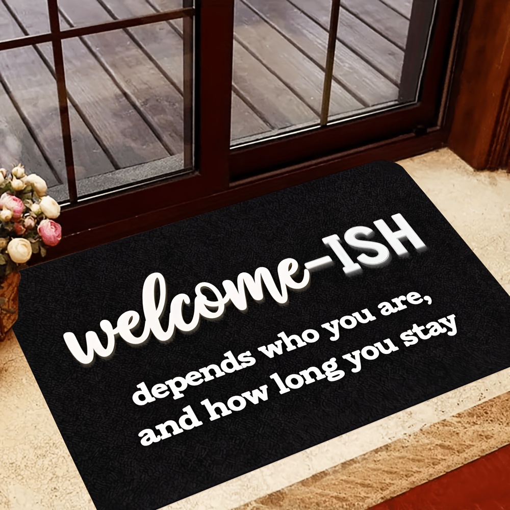 TEMU 1 pièce de Tapis de Humoristique "" avec Message "La Durée de Votre Séjour est Négociable" - Tapis d'Intérieur/Extérieur en Épais de 1,02 cm,