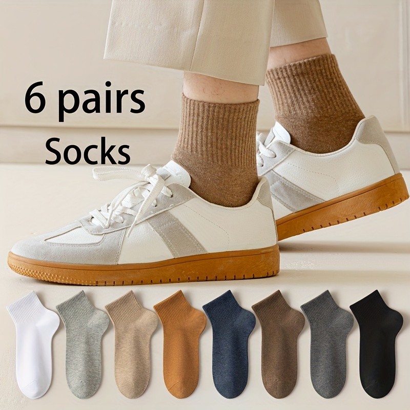 

6pcs Men's Breathable Cotton Ankle Socks - Comfortable, Sweat-wicking & Stylish For Basketball, Running & Outdoor Activities, Men's Socks, Breathable, Moisture-wicking, Casual