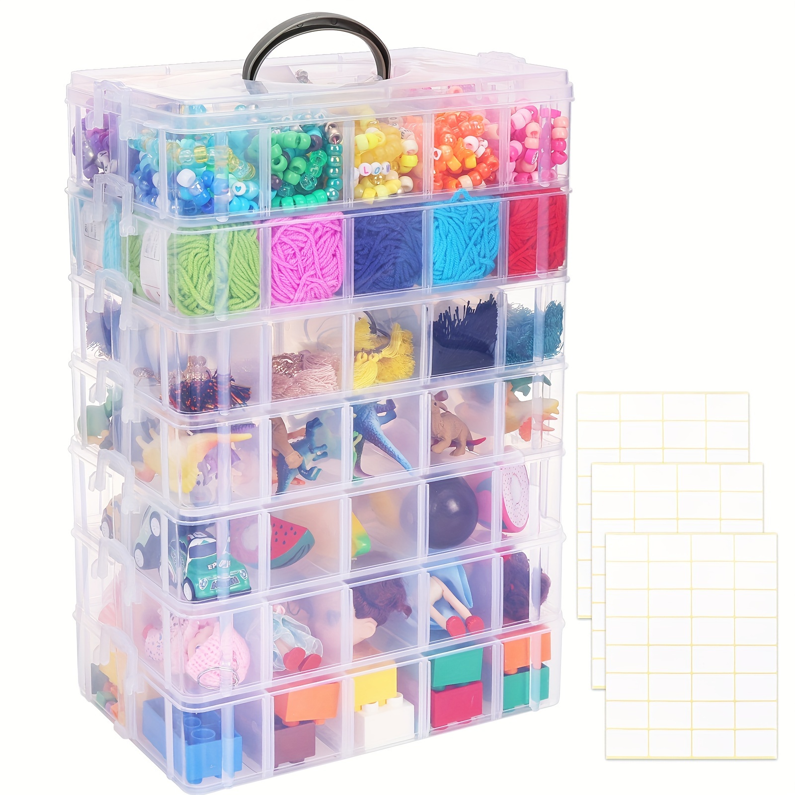 

1pc 7-layer Stackable Storage Container Box, With 70 Compartments, Plastic Storage Box For Craft Art, Toys, Fuse Beads, Tape, Sewing Supplies, Easy To Sort, Easy To Store, Space Saving