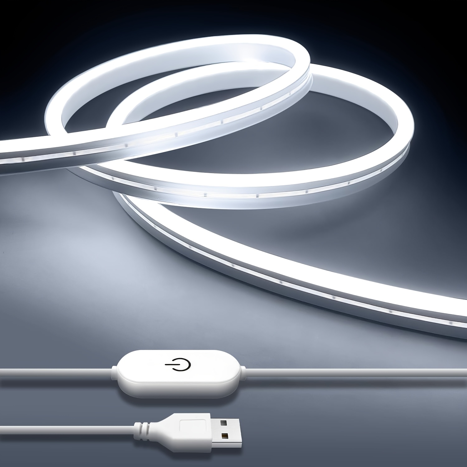 TEMU Neon Led Strip Light White, 9.85ft Dimmable Neon Strip Lights Usb Flexible Cuttable Led Rope Lights For Bedroom Kitchen Cabinet Wardrobe Tv Diy