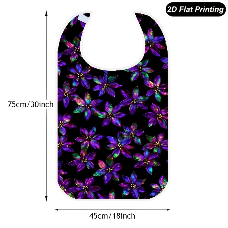 TEMU 1pc Stylish Convenient Bib, Purple Iridescent Accents Black Surface Pattern, Designed For Adult Dining It Effectively Prevents Food And Is