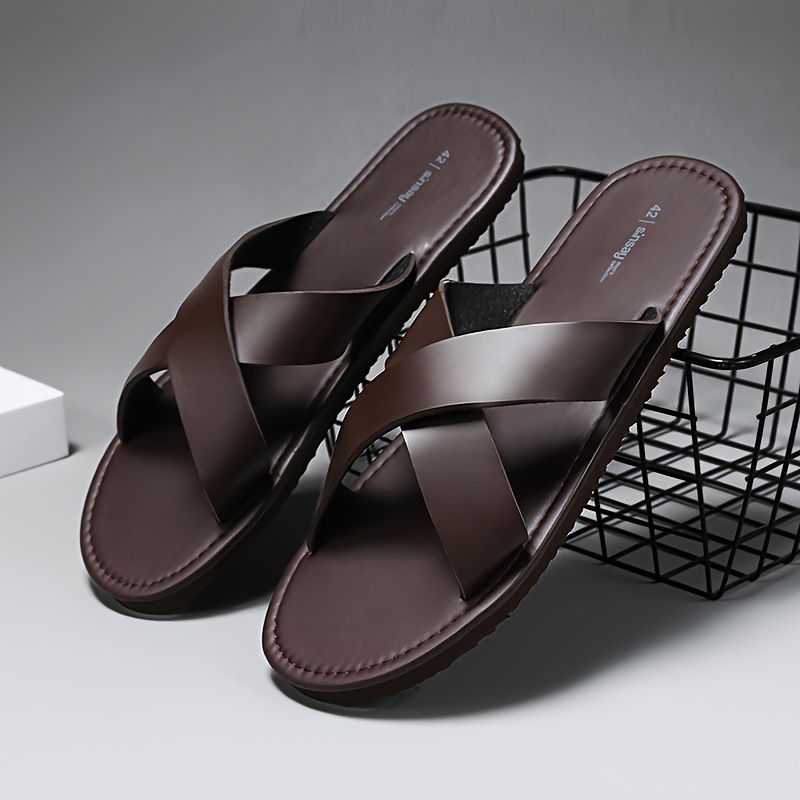 sandalias negras elegantes hombre informales tiras cruzadas Temu