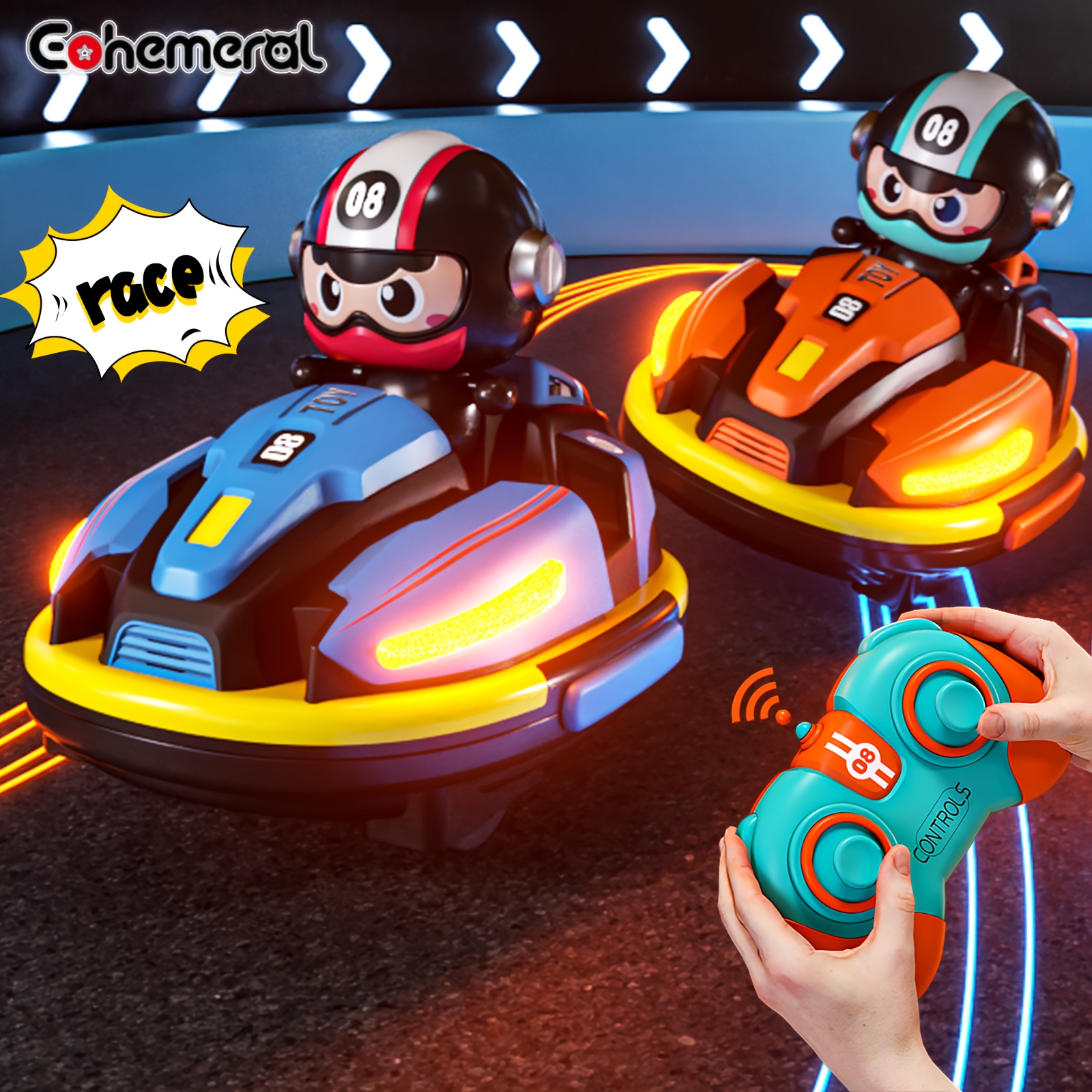  remote control car drift stunt bumper cars two person racing kart with music lights indoor outdoor interactive toy for birthday parties halloween and christmas gifts Product details 0