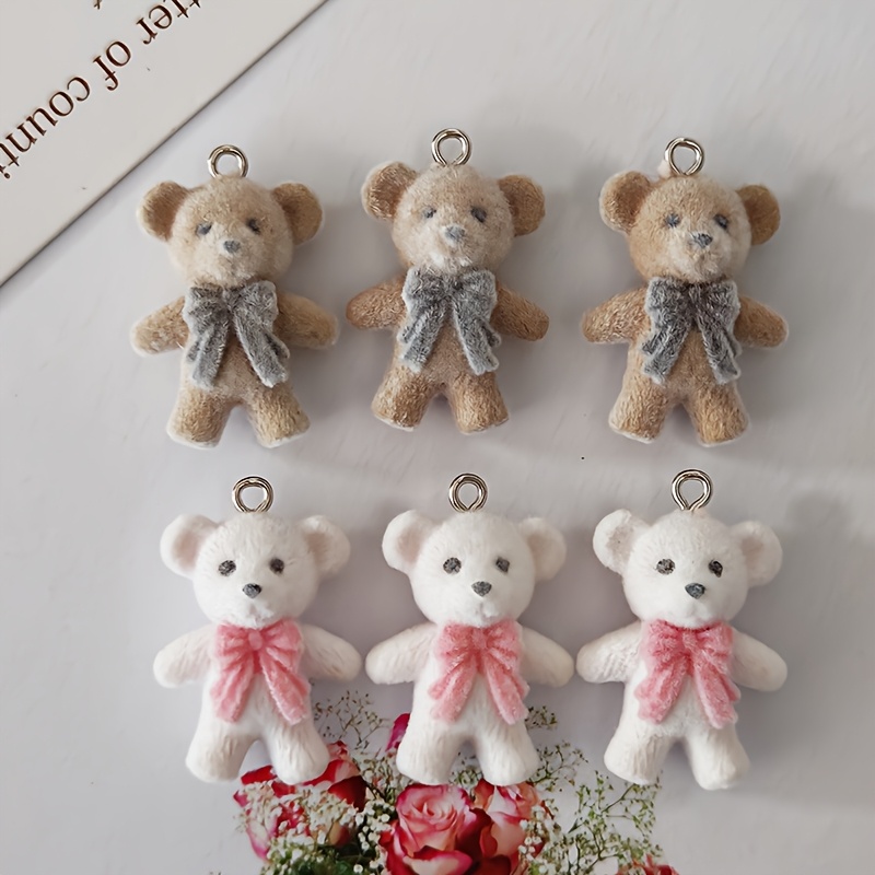 TEMU 6pcs Breloques Mignones Nœud Couple Ours en Résine Pendentifs Animaux de Dessin Animé Fête de Saint-Valentin Création de Bijoux Ajouts