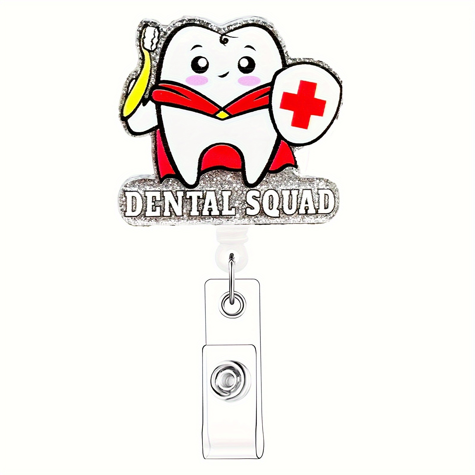 Nurse Retractable Badge Reel with Alligator Clip Dental Assistant ID Badge  Holder Cute Tooth Badge Funny Badge Reel Gift for Dentist Dental Hygienist