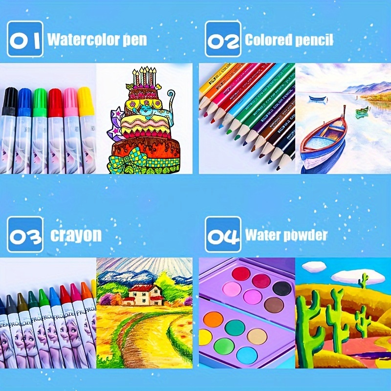  1pcs 46pcs cute cartoon painting set multi functional watercolor pen crayon gouache gift box christmas thanksgiving birthday gift details 5