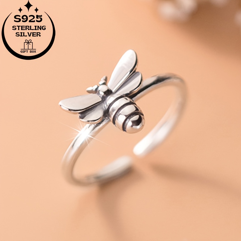 925 Silver Vintage Thai Silver Insect Bee Ring Adjustable Open