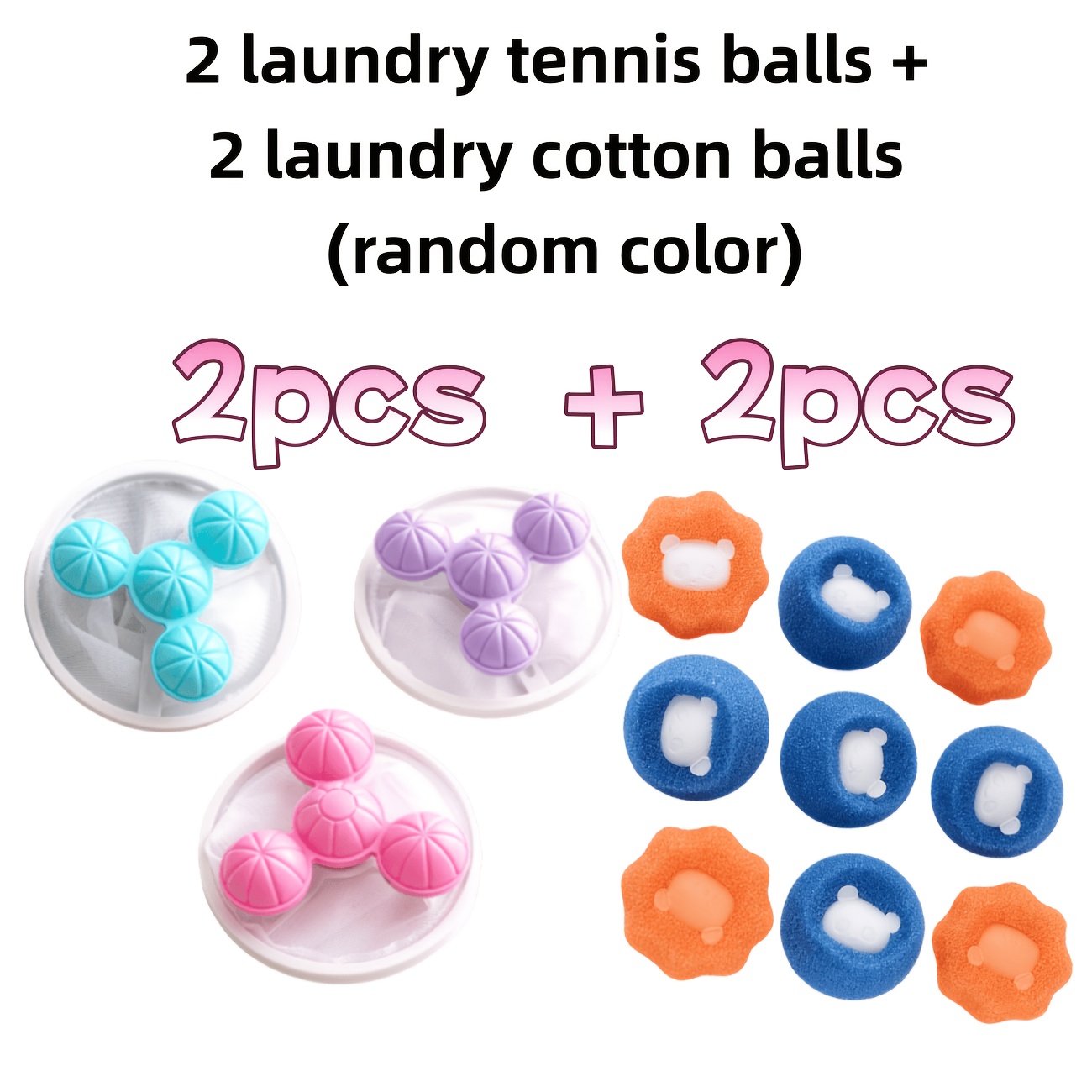 TEMU Cannot 100% Remove Hair 4pcs Random Colors Laundry Lint Bags And Ball Combination Set, Lint Balls, Floating Depilators, Pet Grooming, Fabric