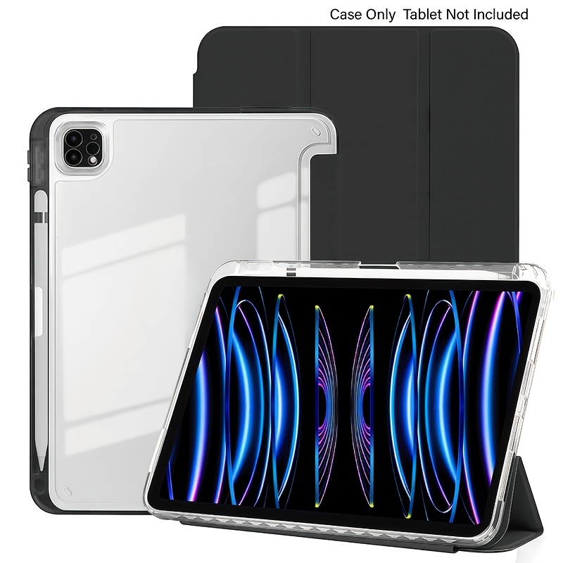 TEMU Étui de protection transparent en cristal avec fente pour stylo pour iPad Pro 12,9 pouces (3e/4e/5e/6e génération) 2018/2020/2021/2022, étui à