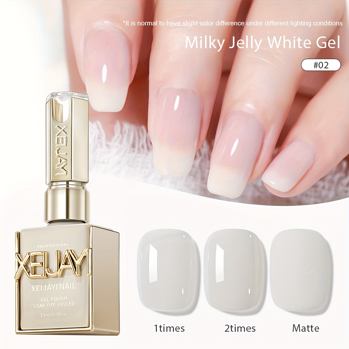 Xeijayi 15ml (0.5oz) Milky White Gel Nail Polish - Sheer Neutral , Alcohol-free Long-lasting Polish For Smooth Glossy End, Japanese And Korean Beauty Series, , Highquality Gel, Salon Professionals
