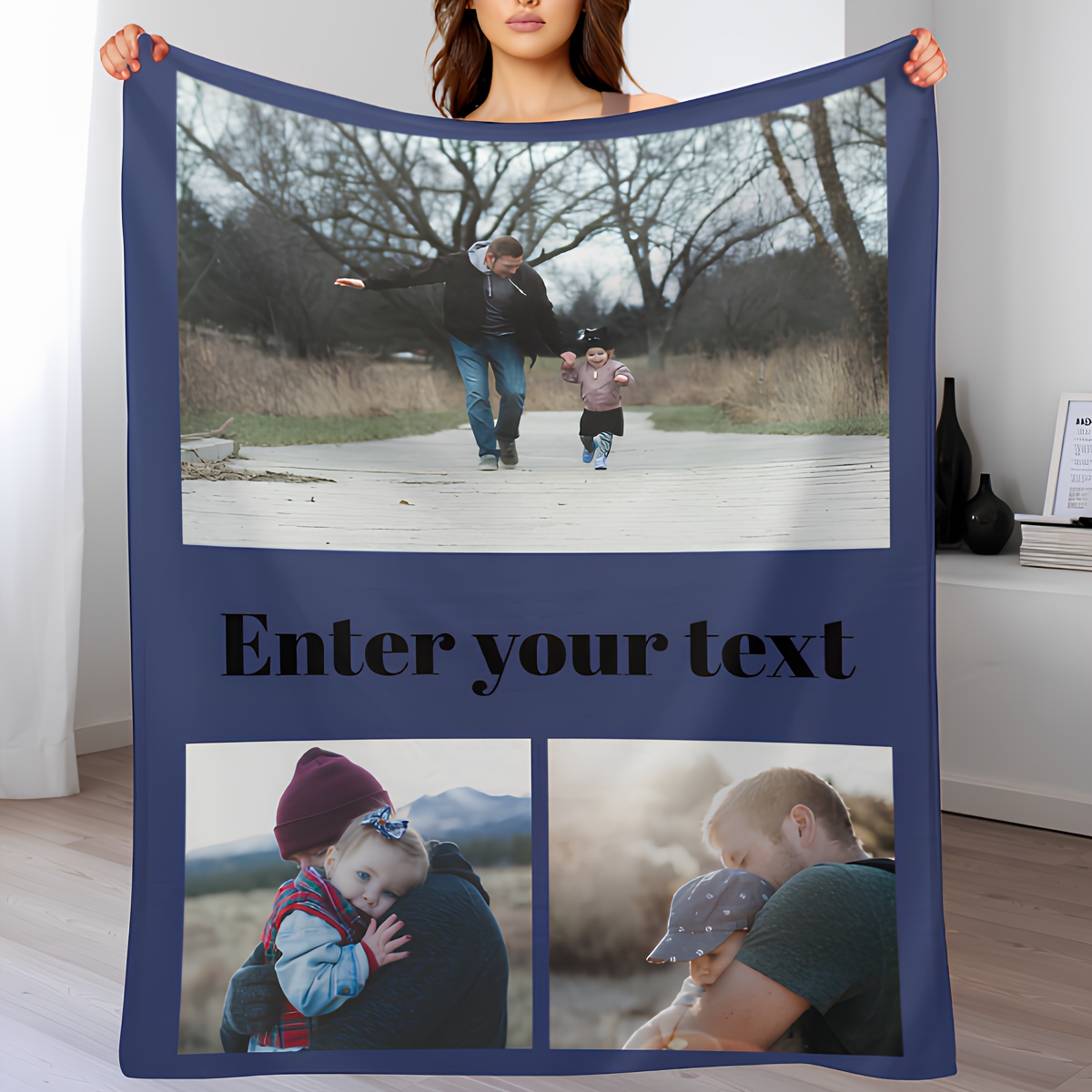 

Custom Flannel Photo Blanket - Personalize With 3 Photos, Soft & Machine Washable - Perfect Gift For Anniversaries & Birthdays