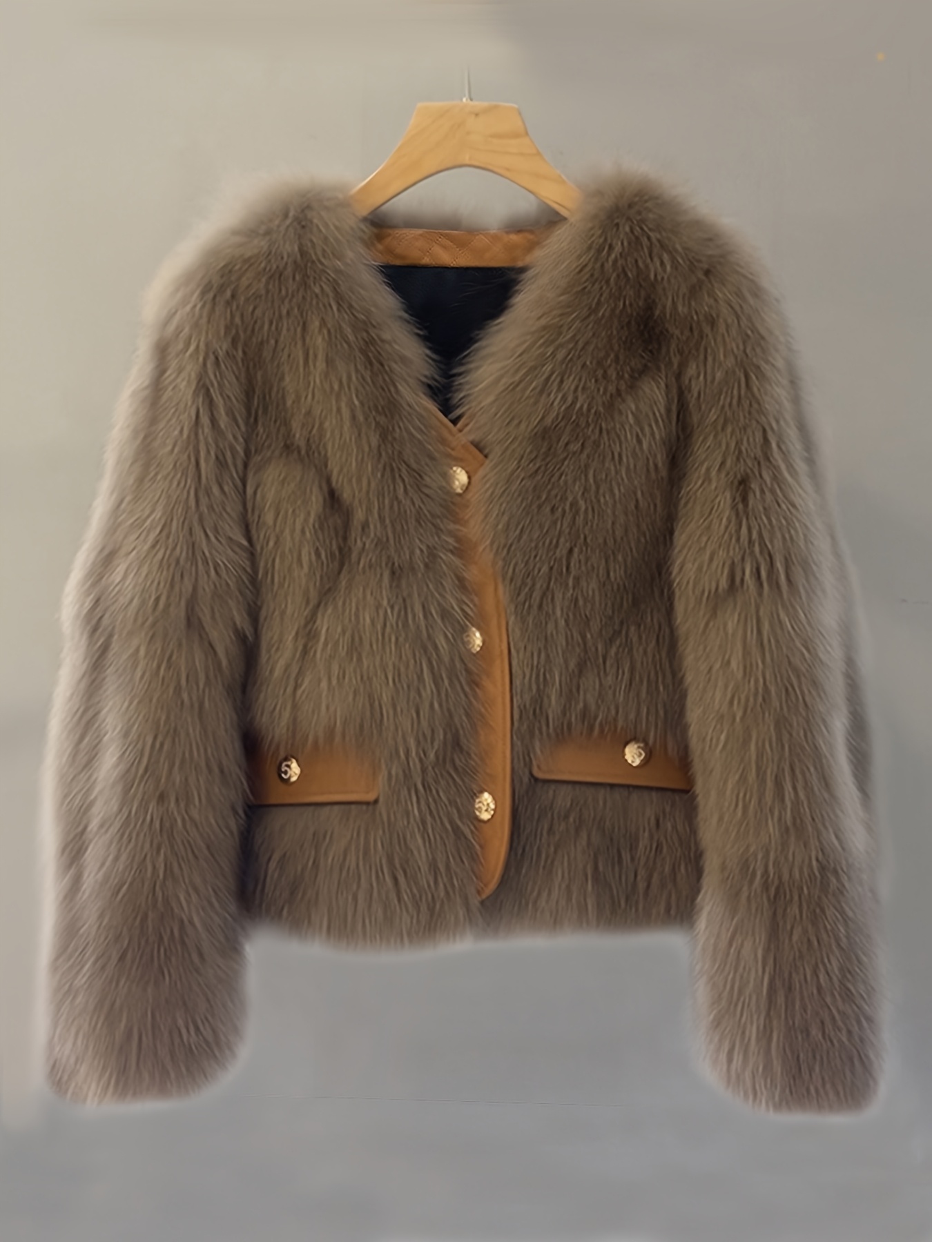 autumn winter age reducing   coat womens v neck fashion trendy premium vintage thick warm short   high quality coat mocha 0