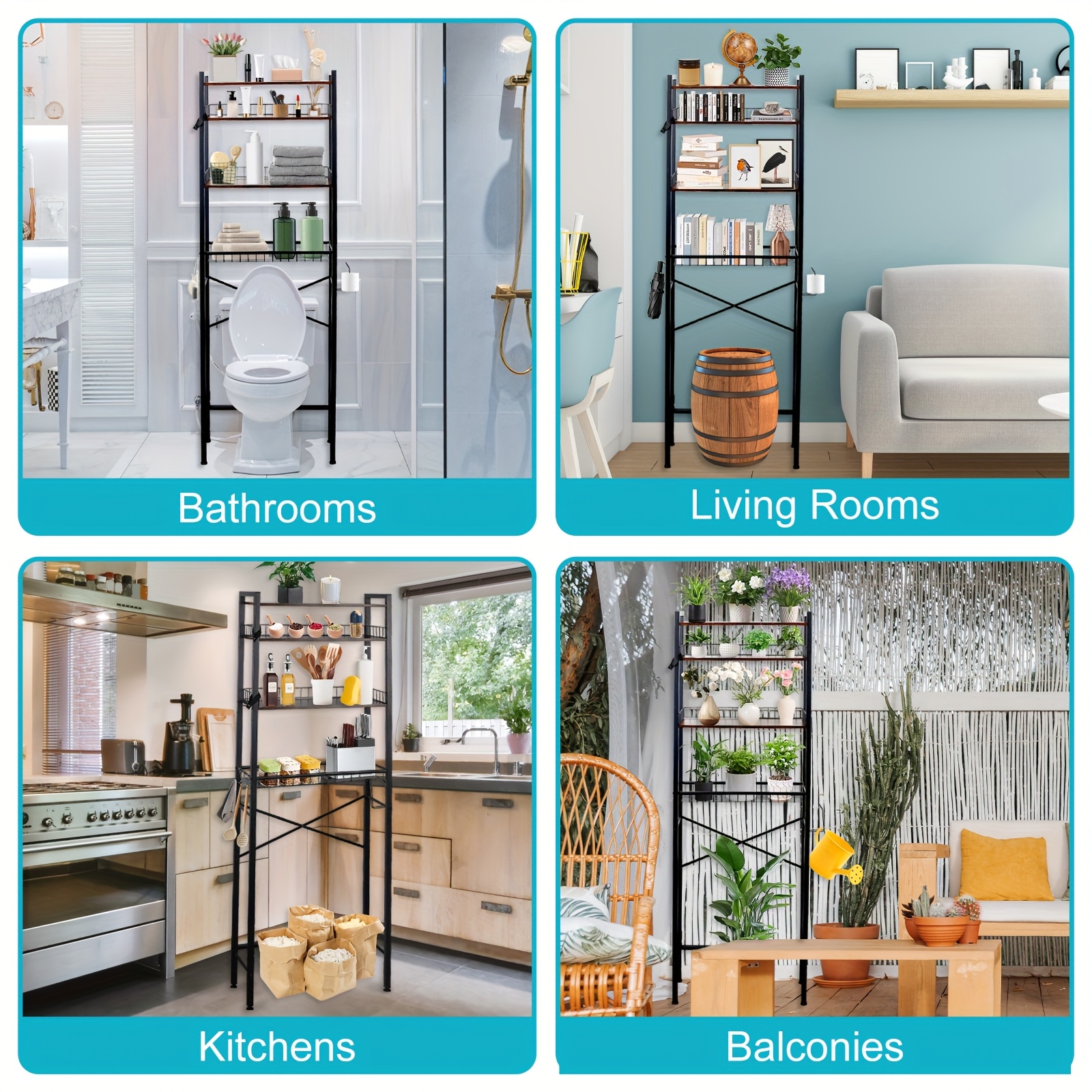 reliable 5-Tier Adjustable Over The Toilet Bathroom Organizer Shelf | Brown, Freestanding Iron Shelf with Toilet Paper Holder and 4 Hooks, Spray Paint End 16 5-Tier Adjustable Over The Toilet Bathroom Organizer Shelf | Brown, Freestanding Iron Shelf with Toilet Paper Holder and 4 Hooks, Spray Paint End