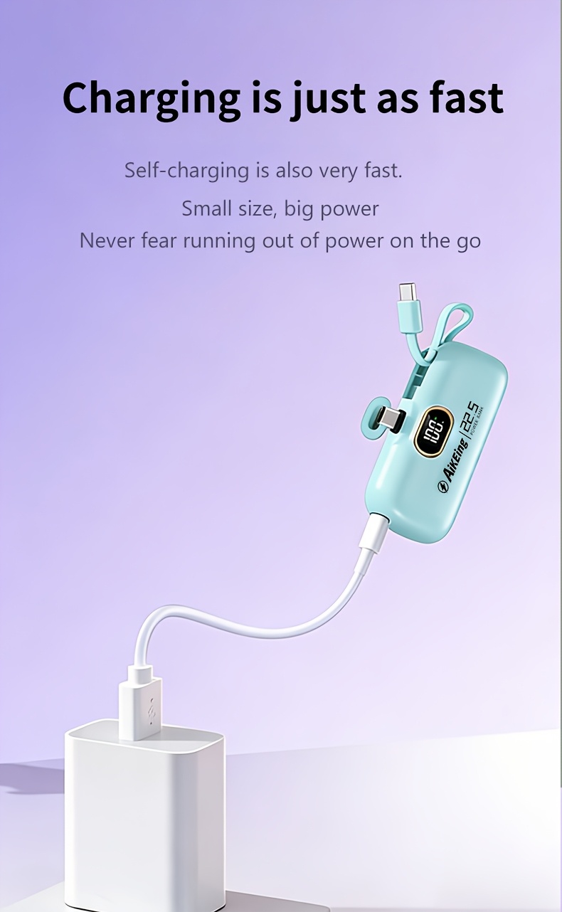  5000mah mini portable power bank with built in type c port fast charging for lightweight pocket emergency charger travel essential Product details 3