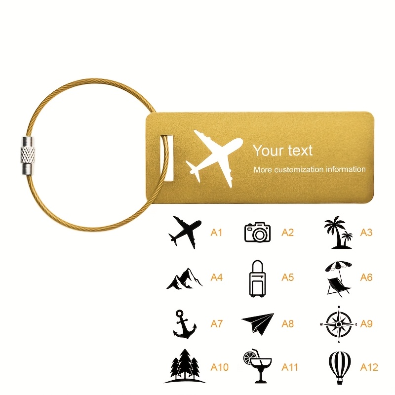 TEMU 1pc Custom Aluminum Luggage Tag – Lightweight, Durable Travel Id For Bags & Suitcases, Personalized & Contact And Logo, Multiple Colors , Medium