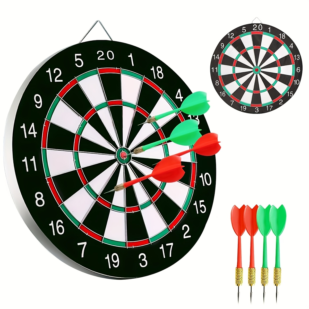 

A Double-sided Hanging Dartboard Set With 20 Areas, Vibrant Colors, An Easy-to-read Scoring System, Rubber Fiber Material, No Required, Suitable For Home Kitchen Party Games, For 14 And Up, In .