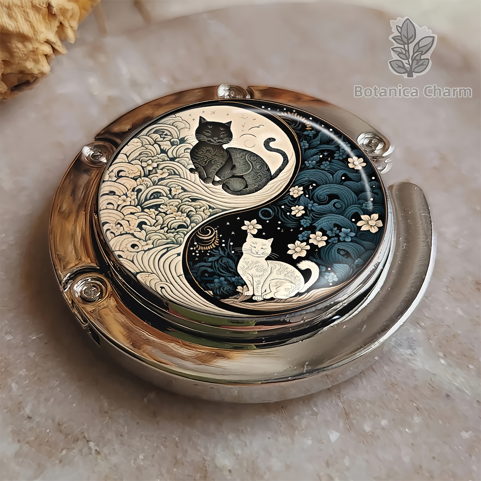 Yin Yang Cat, Portable Hook, Foldable Handbag Storage Hook, Mature Style With Unique Gift, Ideal For Travel And Home Use, Space- Damage-free Storage Solution
