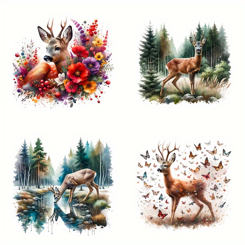 

4 Pack Of Deer Stickers: High Transparency, Double-sided Print, Protective Film, Motorcycle, Car Bumper, Car Decal Stickers