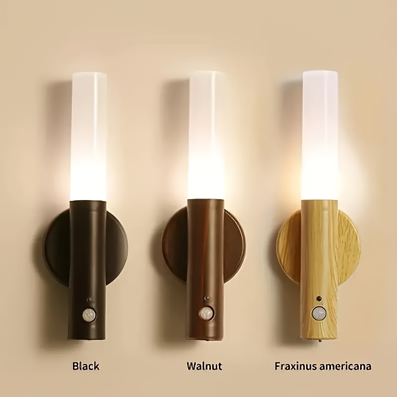 

2pcs Led Wooden , Usb Rechargeable Dimmable 3 , For Bedside, Closet, ,