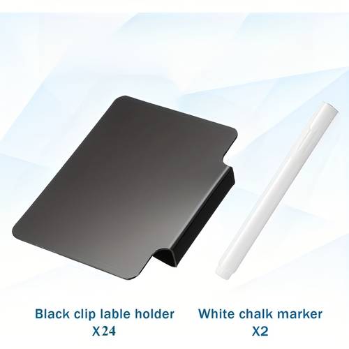 item picture 26pcs heavy duty pvc storage labels with erasable clip chalk marker pens 24 erasable labels 2 chalk markers office crafts durable easy saving organizer labels