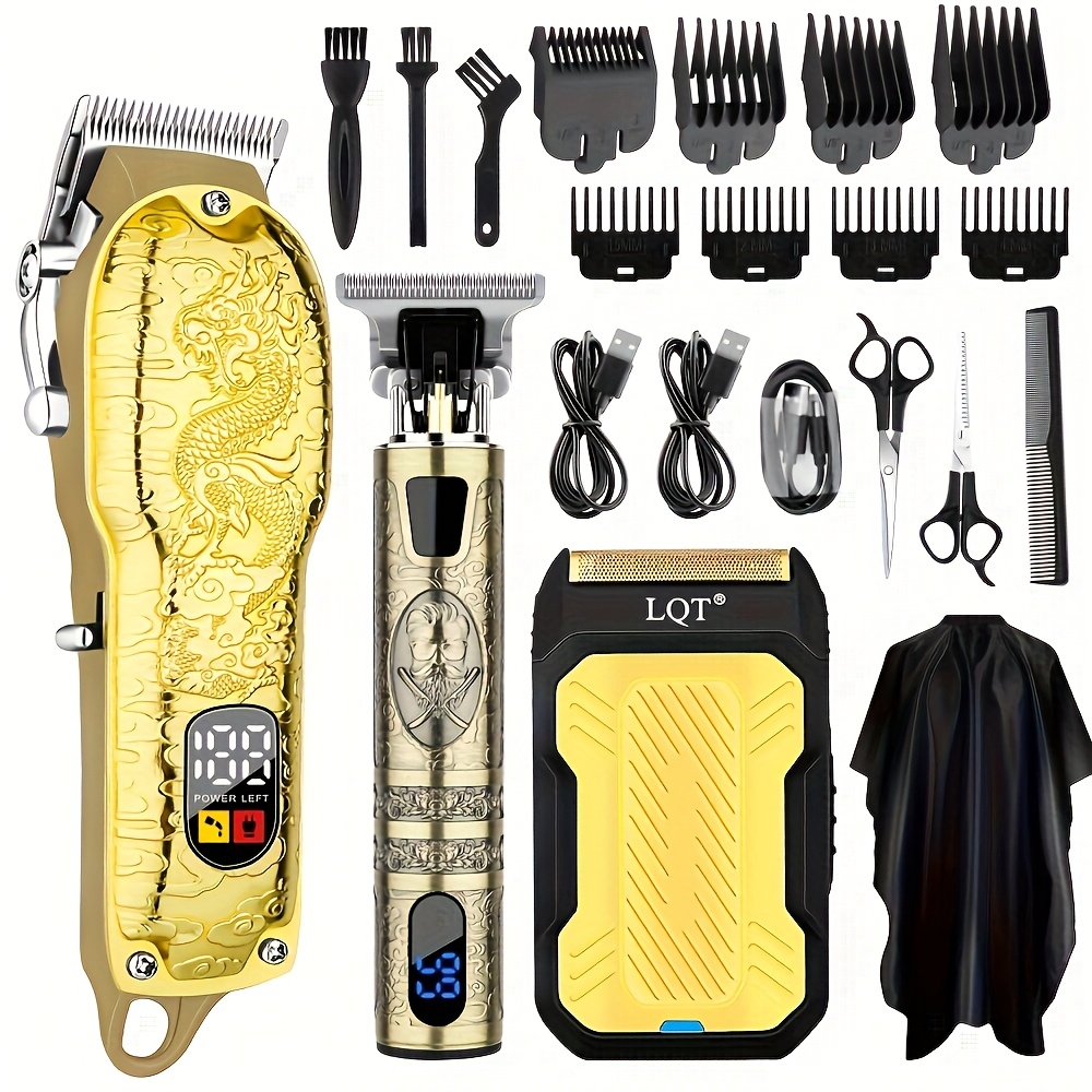   2pcs 3pcs mens electric hair clipper set usb rechargeable electric hair clipper hair trimmer retro hair clipper oil head engraving   for professional hairdressers gift box sets festival gifts valentines day gift