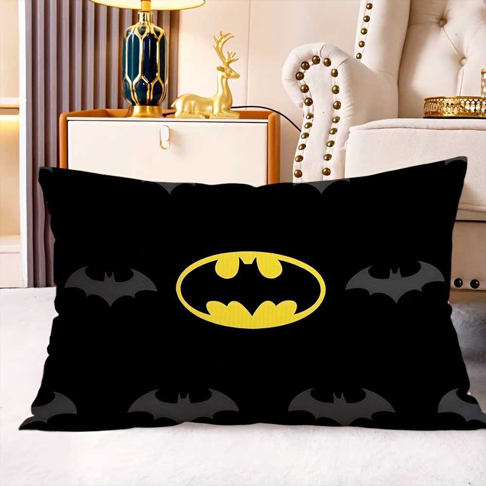 TEMU 1pc Bros Batman Movie & Comic Book Theme Throw Pillow Cover - Short Plush, con Bat, 11,81x19,69 Pollici, per Camera da Letto, Decorazione per la