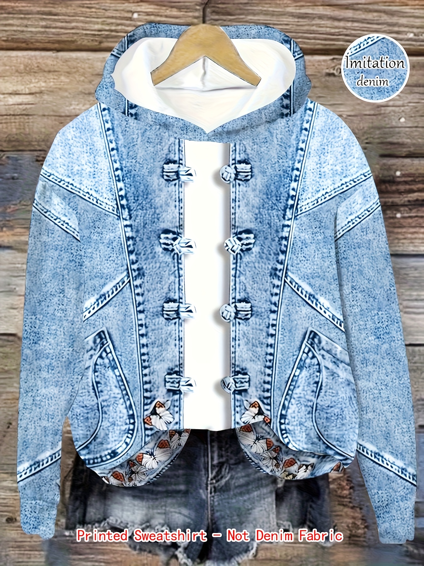 denim with hoodie sold on Temu Canada