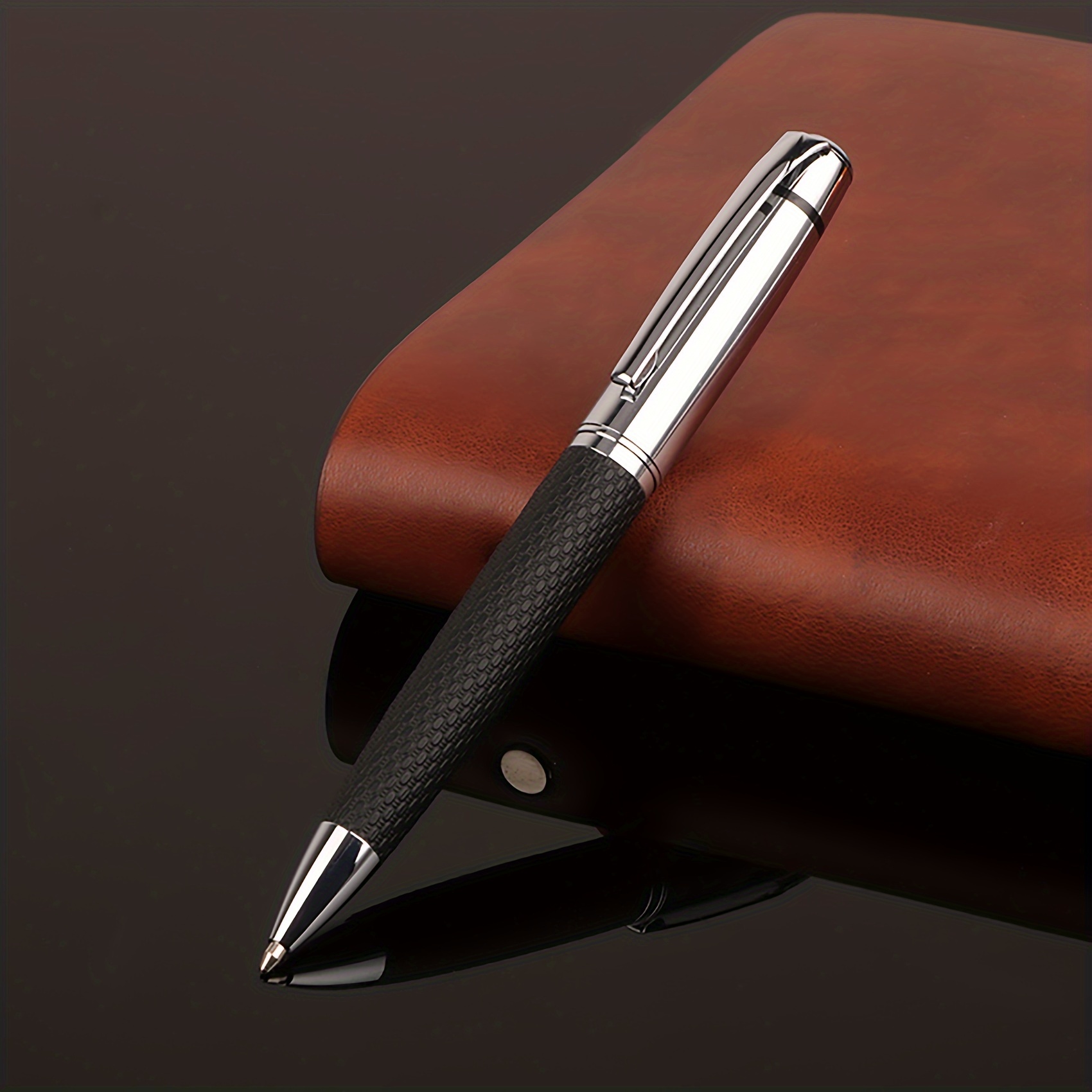 Image of 1pc Huashi Lai Latest Luxury Writing Pen Durable Calligraphy Black And Blue Ink Optional Metal Ballpoint Pen Suitable For Vip Customers